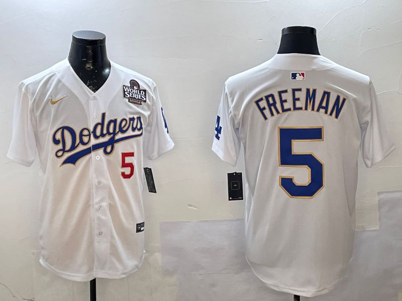Men Los Angeles Dodgers #5 Freeman White Gold Game 2025 Nike MLB Jersey style 02253->los angeles dodgers->MLB Jersey